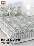 Jantar Mantar Cotton Bedsheet- Grey Print (70 x 100 Inches)