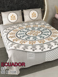 ECAUDOR Cotton Bedsheet- Grey Floral Print (90 x 108 Inches)