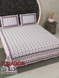 ECAUDOR Cotton Bedsheet- Purple Floral Geometric Print (90 x 108 Inches)