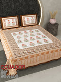 ECAUDOR Cotton Bedsheet- Brown Floral Print (90 x 108 Inches)
