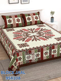 BLOCK JAAL Cotton Bedsheet- Wine Floral Print (95 x 108 Inches)