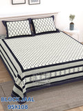 BLOCK JAAL Cotton Bedsheet- Black White Floral Print (95 x 108 Inches)