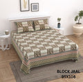 BLOCK JAAL Cotton Bedsheet- Brown Floral Print (95 x 108 Inches)