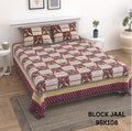 BLOCK JAAL Cotton Bedsheet- Maroon Floral Print (95 x 108 Inches)