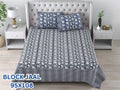 BLOCK JAAL Cotton Bedsheet- Blue Floral Print (95 x 108 Inches)