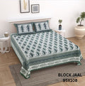 BLOCK JAAL Cotton Bedsheet- Grey Floral Print (95 x 108 Inches)