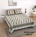 BLOCK JAAL Cotton Bedsheet- Multi Floral Print (95 x 108 Inches)