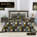BAGRU GOLD Cotton Bedsheet- Grey Print (108 x 108 Inches)
