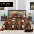 BAGRU GOLD Cotton Bedsheet- Brown Print (108 x 108 Inches)