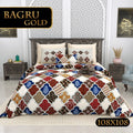 BAGRU GOLD Cotton Bedsheet- White Multi Print (108 x 108 Inches)