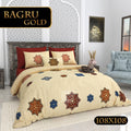 BAGRU GOLD Cotton Bedsheet- Beige Multi Print (108 x 108 Inches)