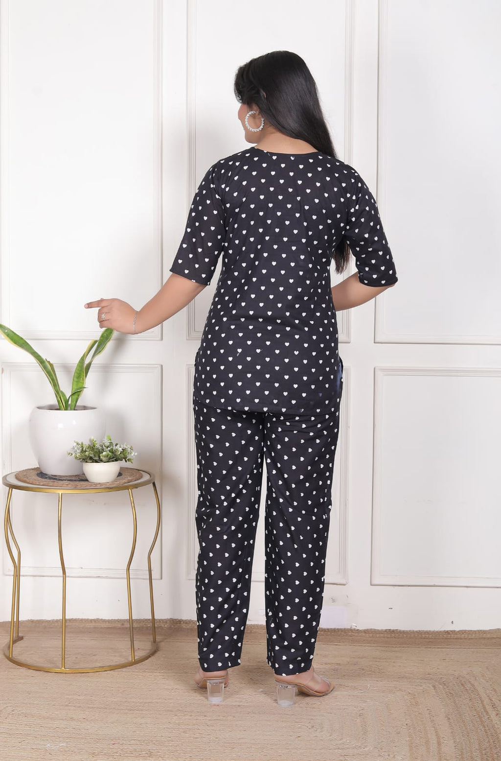 Black Pure Cotton Printed Co-Ord Set